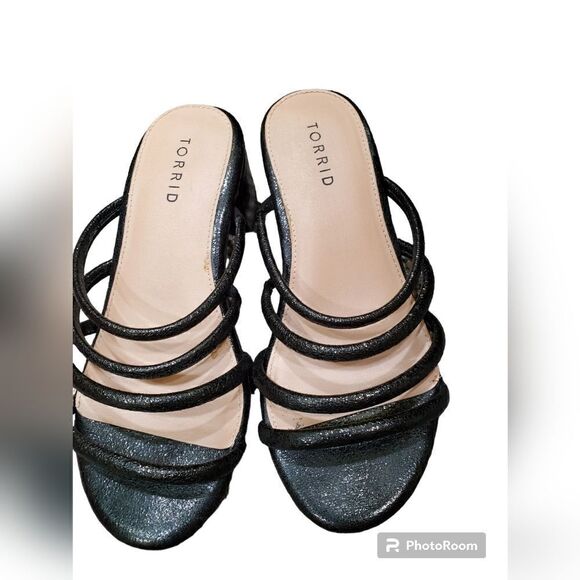 Torrid heels size 7w black strappy block sandals shoes night out - Picture 1 of 11